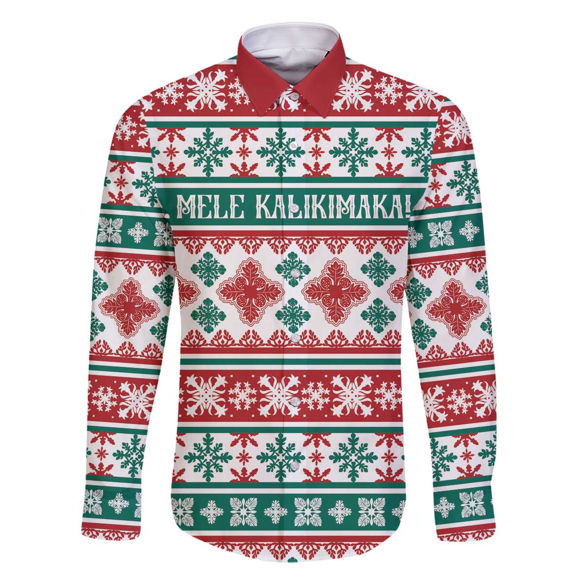Mele Kalikimaka Hawaii Christmas Family Matching Off The Shoulder Long Sleeve Dress and Hawaiian Shirt Hawaiian Quilt Pattern Style LT9 Dad's Shirt - Long Sleeve Beige - Polynesian Pride