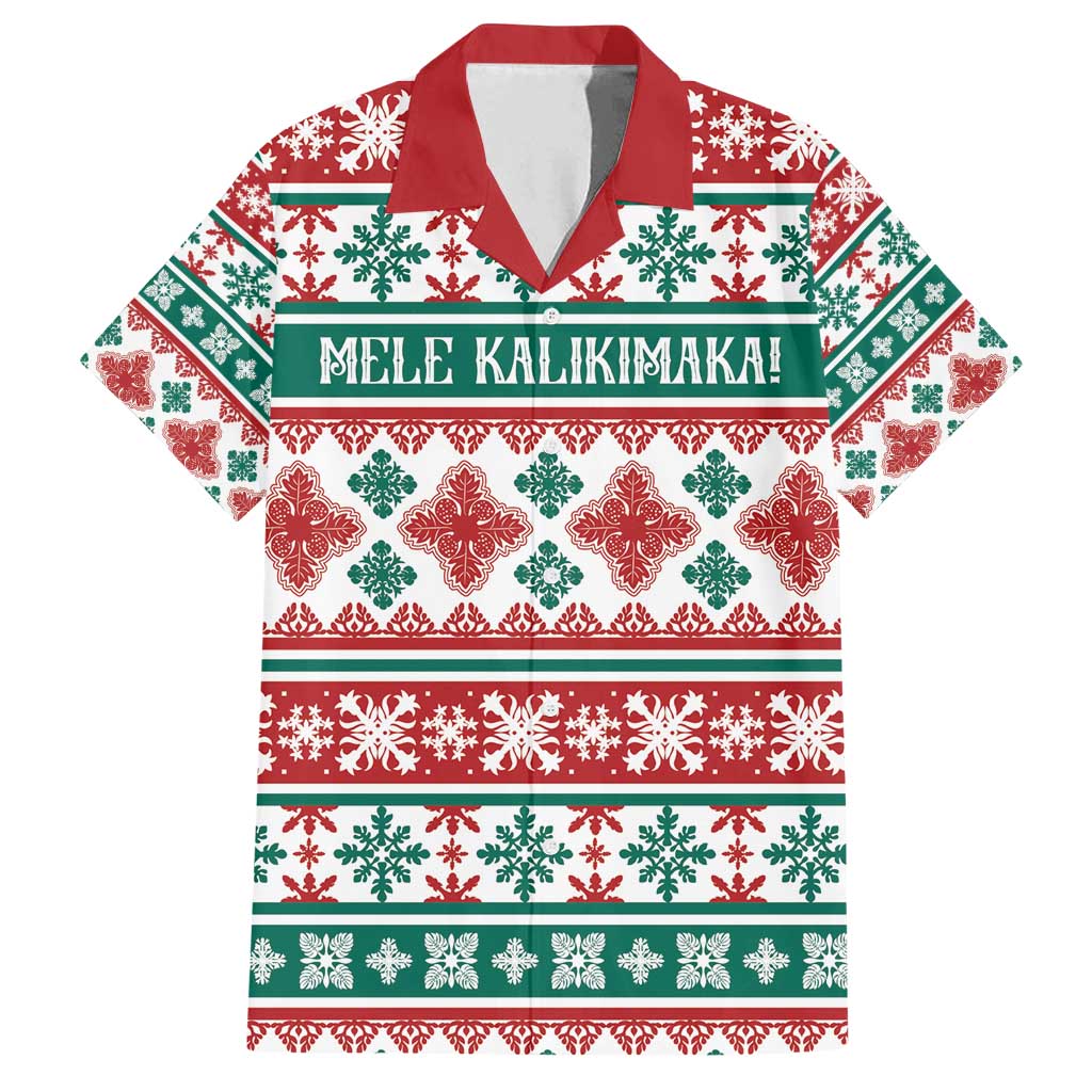 Mele Kalikimaka Hawaii Christmas Family Matching Off Shoulder Maxi Dress and Hawaiian Shirt Hawaiian Quilt Pattern Style LT9 Dad's Shirt - Short Sleeve Beige - Polynesian Pride