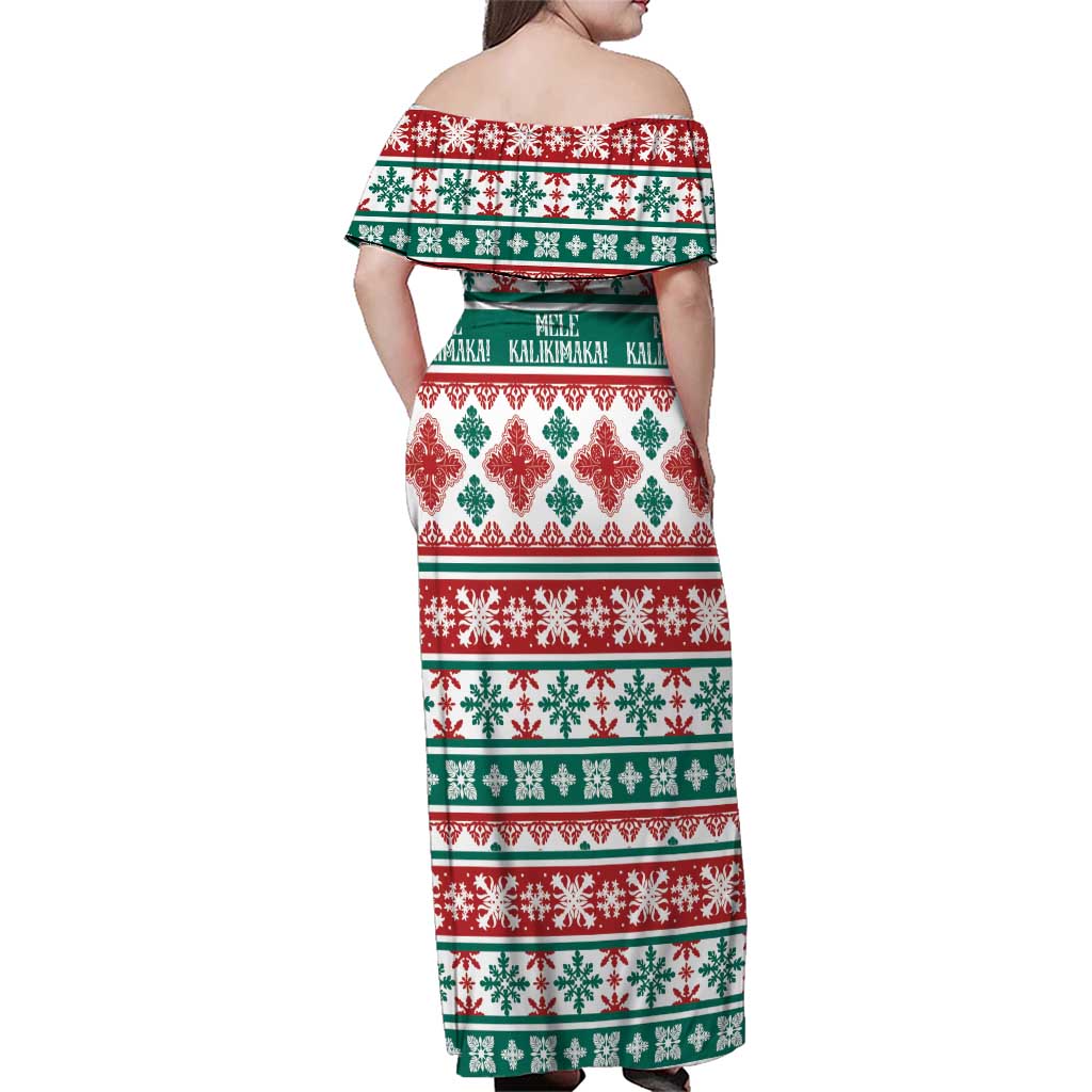 Mele Kalikimaka Hawaii Christmas Family Matching Off Shoulder Maxi Dress and Hawaiian Shirt Hawaiian Quilt Pattern Style LT9 - Polynesian Pride