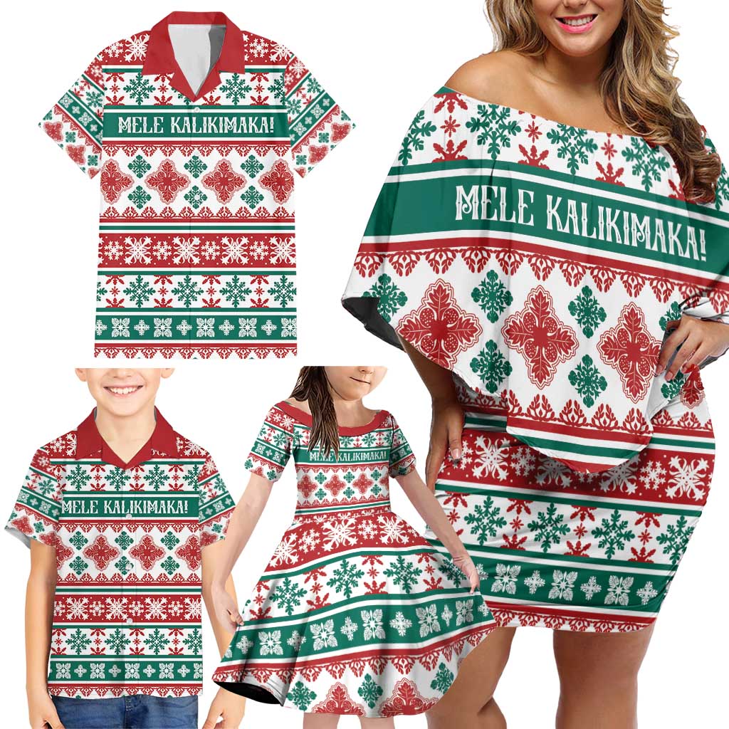 Mele Kalikimaka Hawaii Christmas Family Matching Off Shoulder Short Dress and Hawaiian Shirt Hawaiian Quilt Pattern Style LT9 - Polynesian Pride