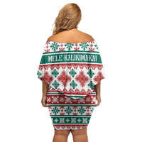 Mele Kalikimaka Hawaii Christmas Family Matching Off Shoulder Short Dress and Hawaiian Shirt Hawaiian Quilt Pattern Style LT9 - Polynesian Pride
