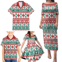 Mele Kalikimaka Hawaii Christmas Family Matching Puletasi and Hawaiian Shirt Hawaiian Quilt Pattern Style LT9 - Polynesian Pride