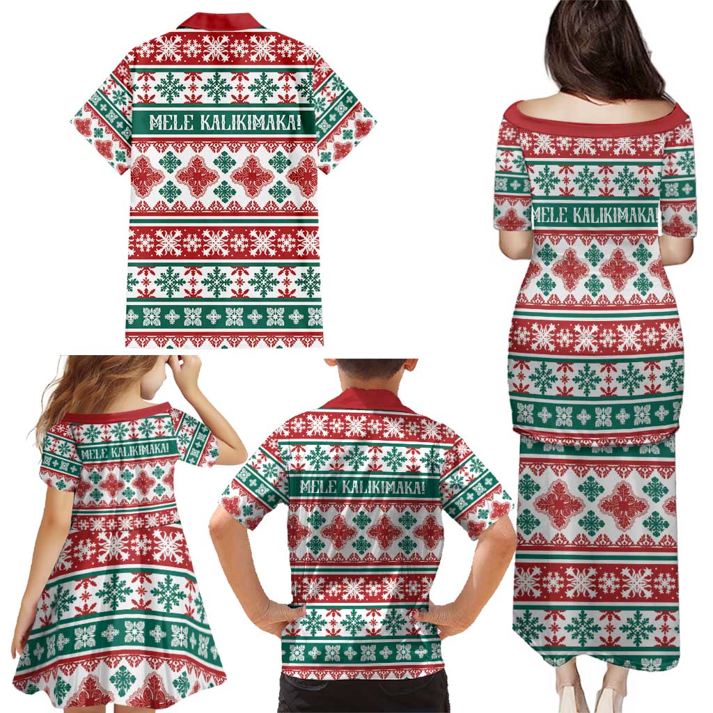 Mele Kalikimaka Hawaii Christmas Family Matching Puletasi and Hawaiian Shirt Hawaiian Quilt Pattern Style LT9 - Polynesian Pride