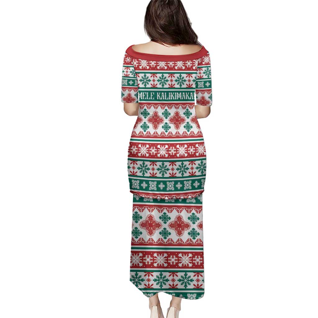 Mele Kalikimaka Hawaii Christmas Family Matching Puletasi and Hawaiian Shirt Hawaiian Quilt Pattern Style LT9 - Polynesian Pride