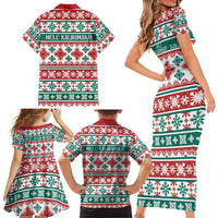 Mele Kalikimaka Hawaii Christmas Family Matching Short Sleeve Bodycon Dress and Hawaiian Shirt Hawaiian Quilt Pattern Style LT9 - Polynesian Pride