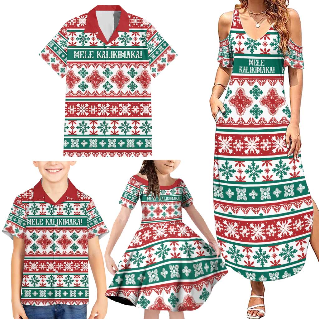 Mele Kalikimaka Hawaii Christmas Family Matching Summer Maxi Dress and Hawaiian Shirt Hawaiian Quilt Pattern Style LT9 - Polynesian Pride