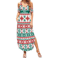 Mele Kalikimaka Hawaii Christmas Family Matching Summer Maxi Dress and Hawaiian Shirt Hawaiian Quilt Pattern Style LT9 Mom's Dress Beige - Polynesian Pride