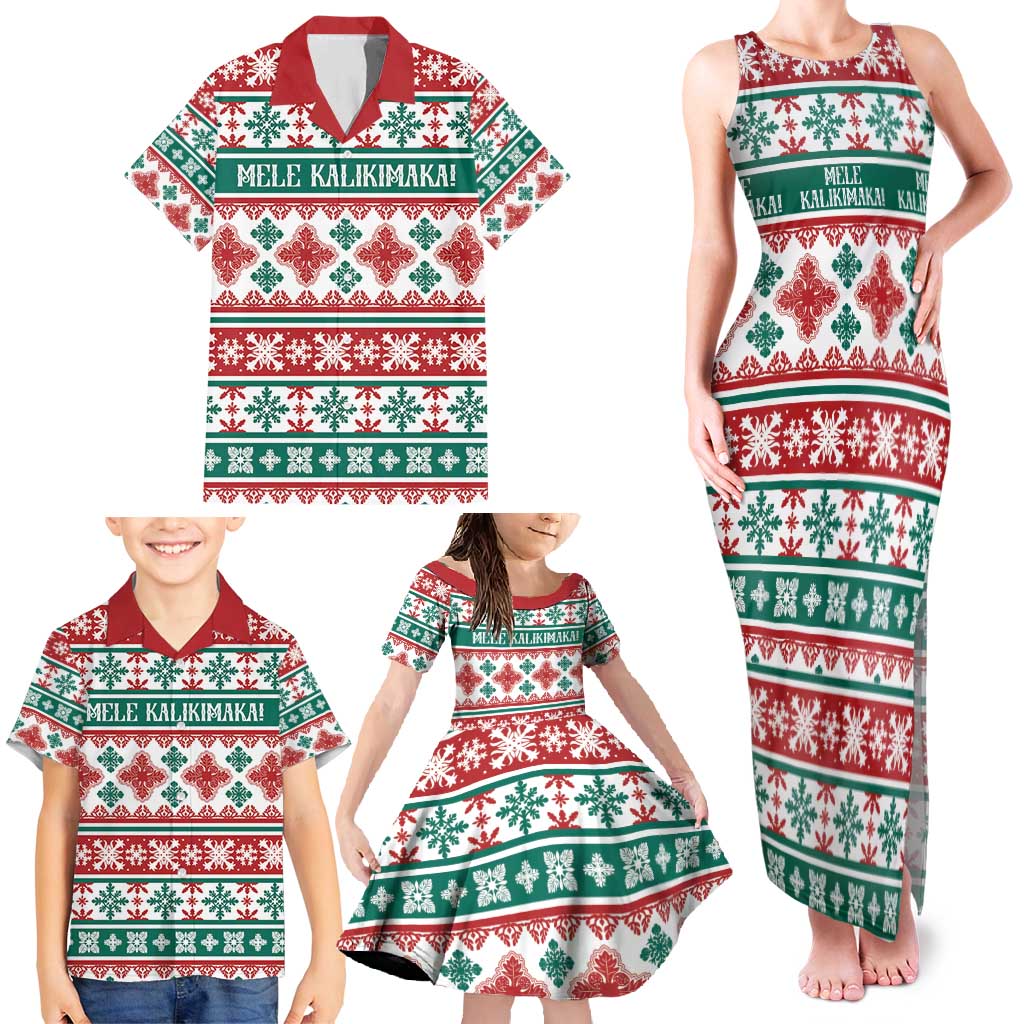 Mele Kalikimaka Hawaii Christmas Family Matching Tank Maxi Dress and Hawaiian Shirt Hawaiian Quilt Pattern Style LT9 - Polynesian Pride