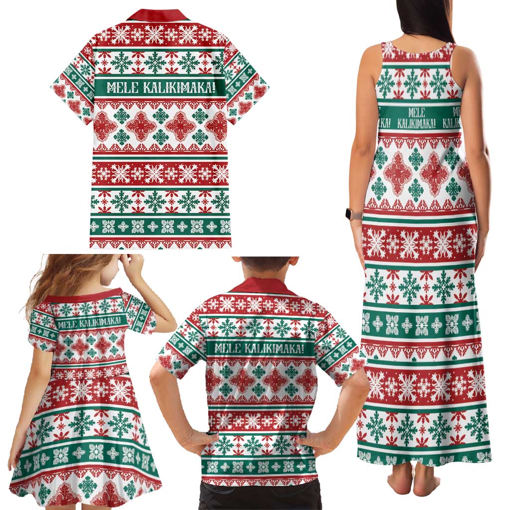 Mele Kalikimaka Hawaii Christmas Family Matching Tank Maxi Dress and Hawaiian Shirt Hawaiian Quilt Pattern Style LT9 - Polynesian Pride