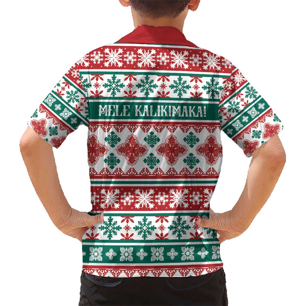 Mele Kalikimaka Hawaii Christmas Kid Hawaiian Shirt Hawaiian Quilt Pattern Style - Polynesian Pride