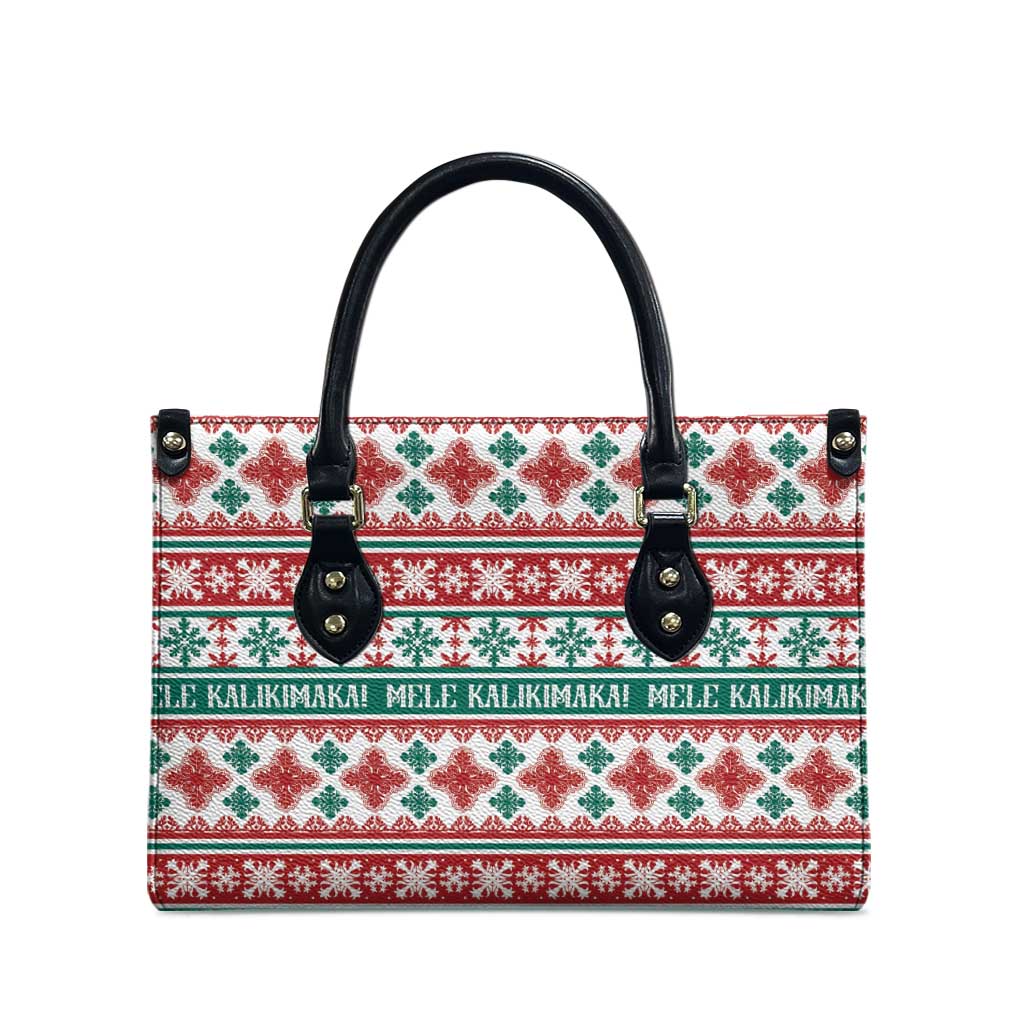 Mele Kalikimaka Hawaii Christmas Leather Bag Hawaiian Quilt Pattern Style - Polynesian Pride