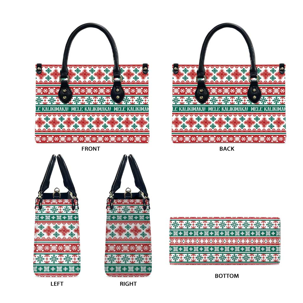 Mele Kalikimaka Hawaii Christmas Leather Bag Hawaiian Quilt Pattern Style - Polynesian Pride