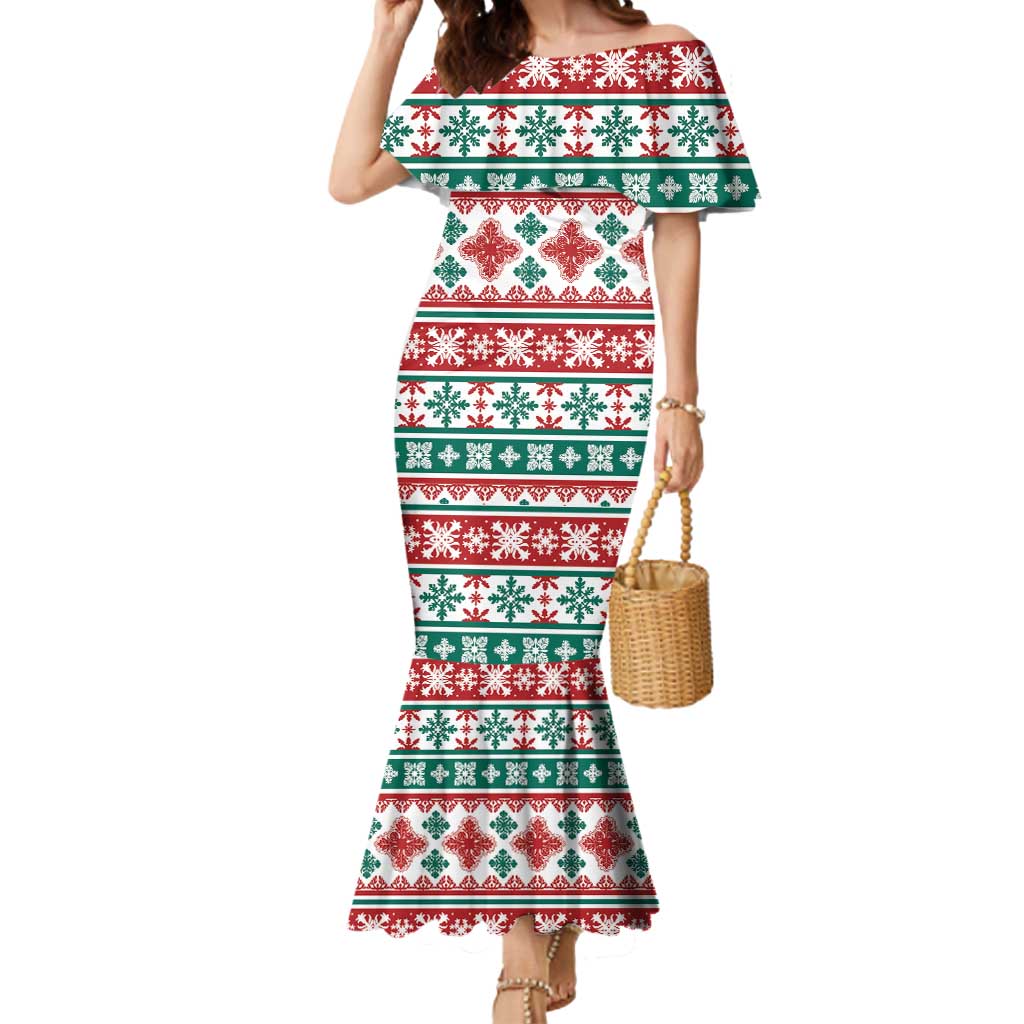 Mele Kalikimaka Hawaii Christmas Mermaid Dress Hawaiian Quilt Pattern Style - Polynesian Pride