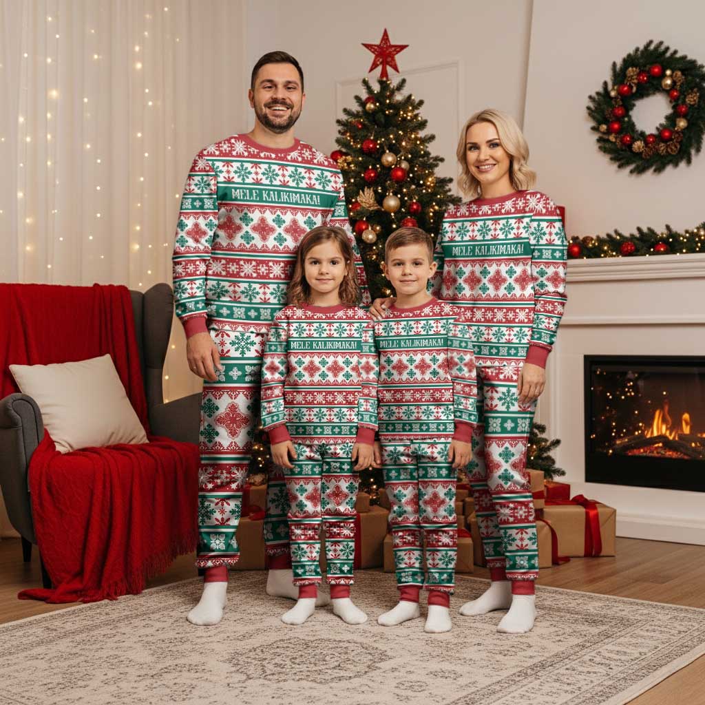 Mele Kalikimaka Hawaii Christmas Pajama Set Hawaiian Quilt Pattern Style - Polynesian Pride