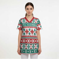 Mele Kalikimaka Hawaii Christmas Scrub Top Hawaiian Quilt Pattern Style LT9 - Polynesian Pride