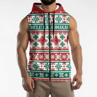 Mele Kalikimaka Hawaii Christmas Sleeveless Zip Hoodie Hawaiian Quilt Pattern Style - Polynesian Pride