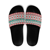 Mele Kalikimaka Hawaii Christmas Slide Sandals Hawaiian Quilt Pattern Style LT9 Beige - Polynesian Pride