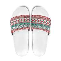 Mele Kalikimaka Hawaii Christmas Slide Sandals Hawaiian Quilt Pattern Style LT9 Beige - Polynesian Pride