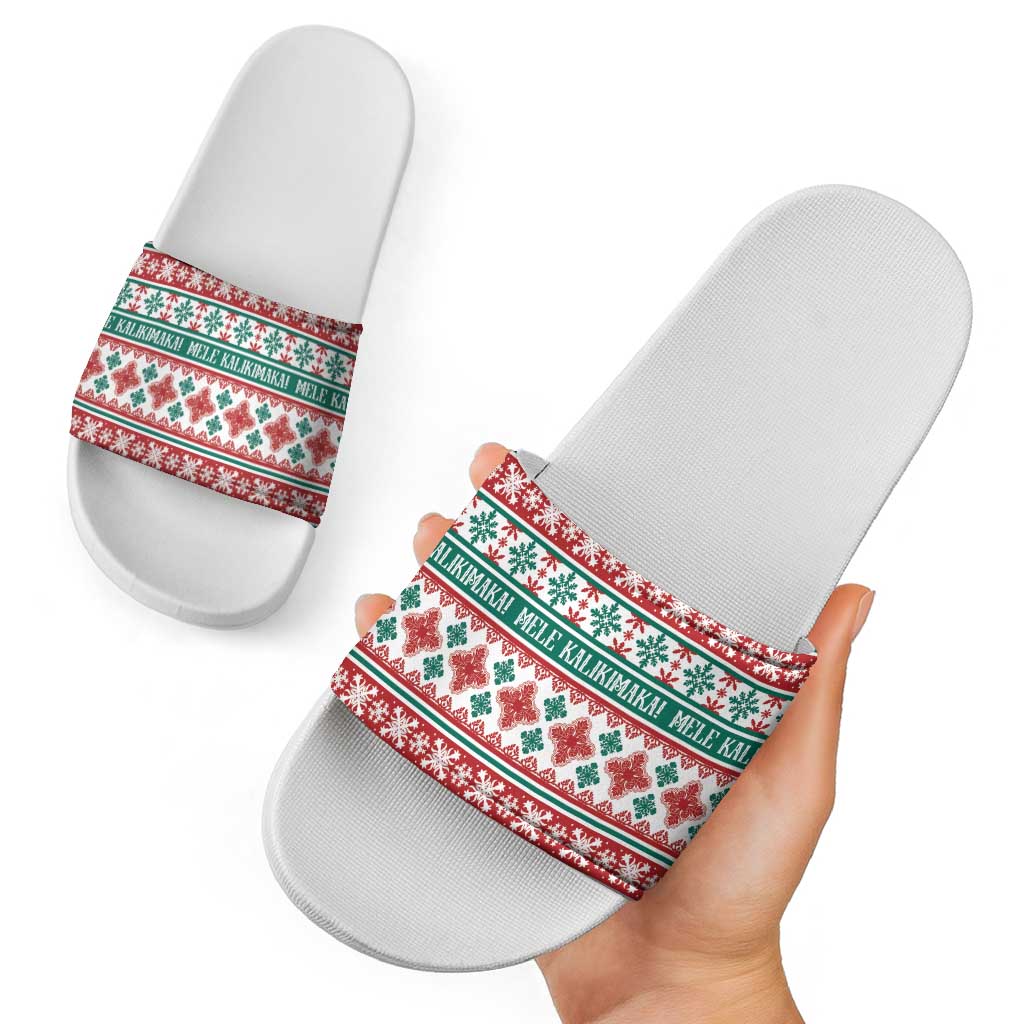 Mele Kalikimaka Hawaii Christmas Slide Sandals Hawaiian Quilt Pattern Style LT9 - Polynesian Pride