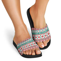 Mele Kalikimaka Hawaii Christmas Slide Sandals Hawaiian Quilt Pattern Style LT9 - Polynesian Pride