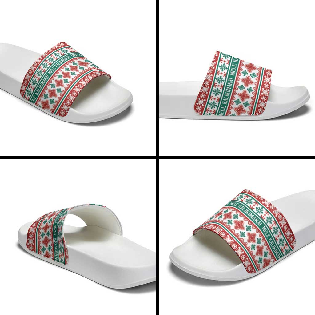 Mele Kalikimaka Hawaii Christmas Slide Sandals Hawaiian Quilt Pattern Style LT9 - Polynesian Pride