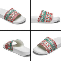 Mele Kalikimaka Hawaii Christmas Slide Sandals Hawaiian Quilt Pattern Style LT9 - Polynesian Pride