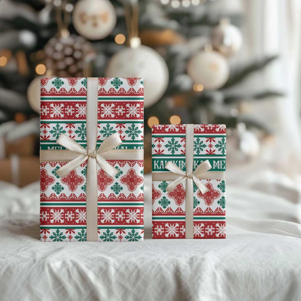 Mele Kalikimaka Hawaii Christmas Wrapping Paper Hawaiian Quilt Pattern Style - Polynesian Pride