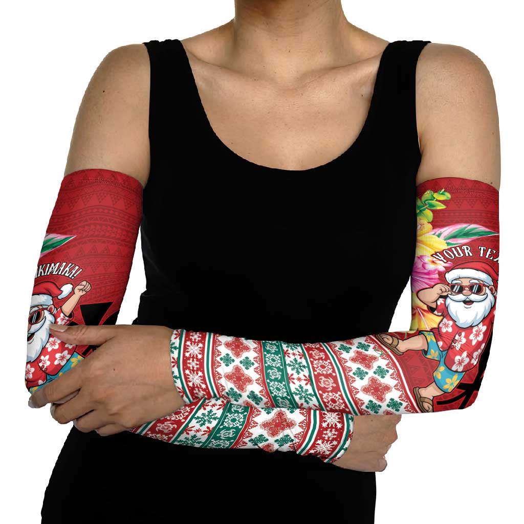 Santa Surf Mele Kalikimaka Personalized Arm Sleeves Aloha Tropical Christmas Vibes - Polynesian Pride