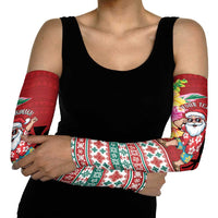 Santa Surf Mele Kalikimaka Personalized Arm Sleeves Aloha Tropical Christmas Vibes - Polynesian Pride