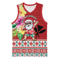 Santa Surf Mele Kalikimaka Personalized Basketball Jersey Aloha Tropical Christmas Vibes LT9 Unisex Red - Polynesian Pride