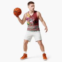 Santa Surf Mele Kalikimaka Personalized Basketball Jersey Aloha Tropical Christmas Vibes LT9 - Polynesian Pride