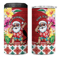 Santa Surf Mele Kalikimaka Personalized 4 in 1 Can Cooler Tumbler Aloha Tropical Christmas Vibes LT9 One Size: 16 oz Red - Polynesian Pride