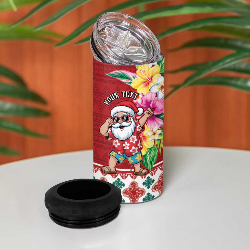 Santa Surf Mele Kalikimaka Personalized 4 in 1 Can Cooler Tumbler Aloha Tropical Christmas Vibes LT9 - Polynesian Pride