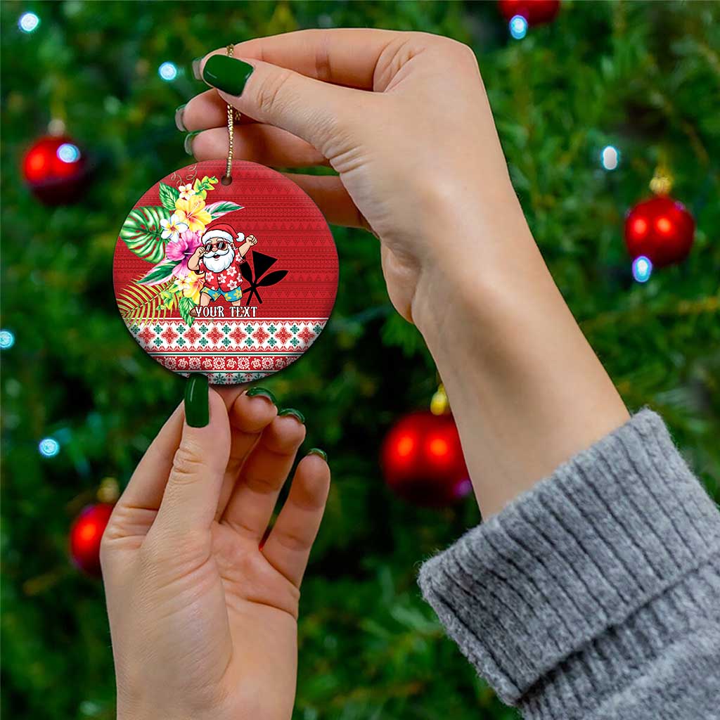 Santa Surf Mele Kalikimaka Personalized Ceramic Ornament Aloha Tropical Christmas Vibes - Polynesian Pride