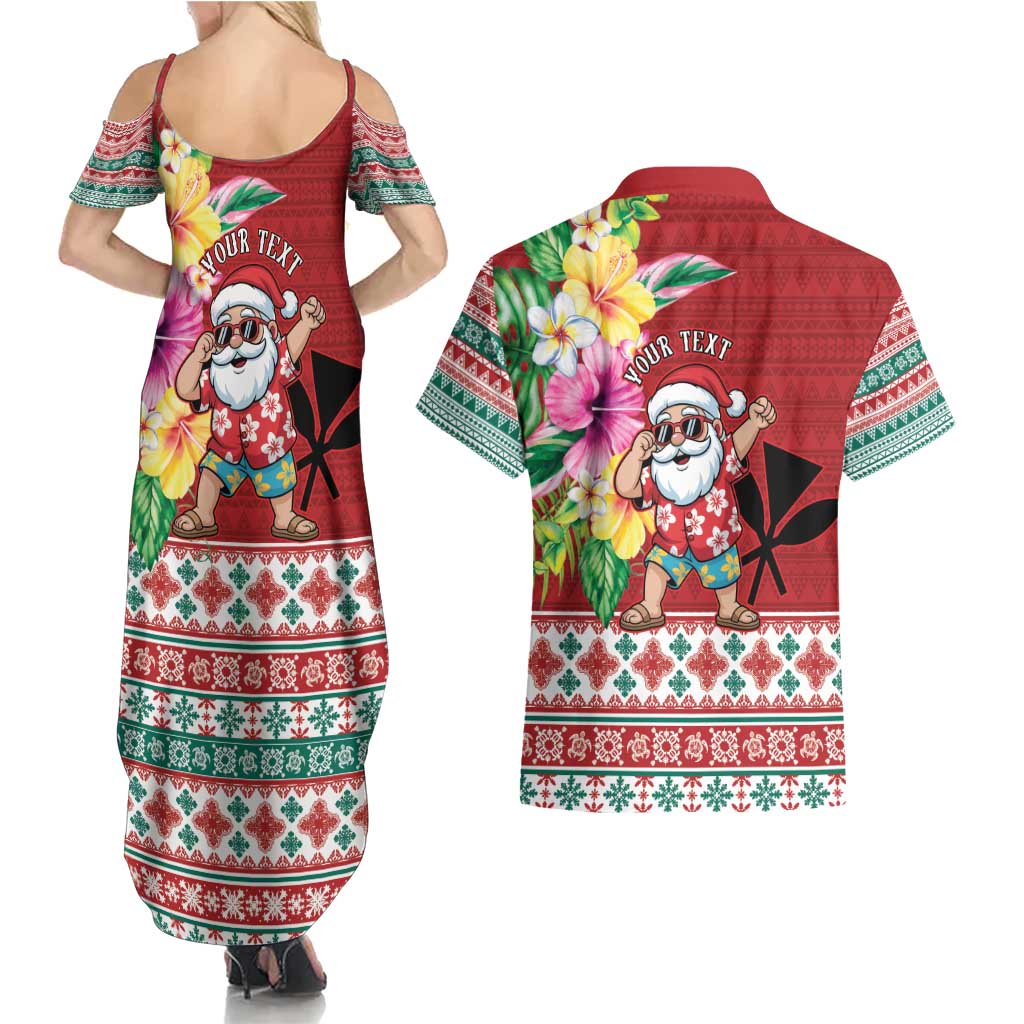 Santa Surf Mele Kalikimaka Personalized Couples Matching Summer Maxi Dress and Hawaiian Shirt Aloha Tropical Christmas Vibes LT9 - Polynesian Pride