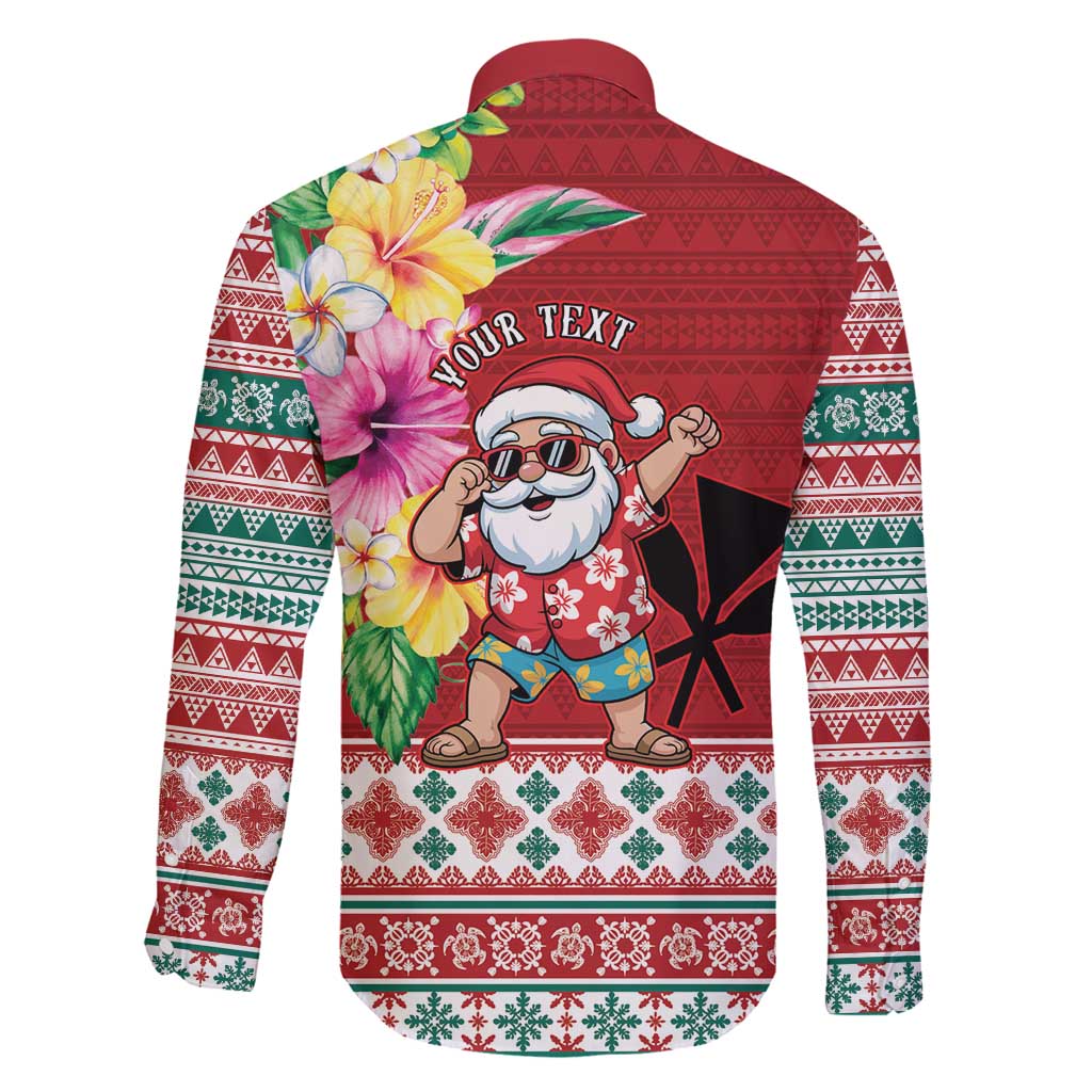 Santa Surf Mele Kalikimaka Personalized Family Matching Long Sleeve Bodycon Dress and Hawaiian Shirt Aloha Tropical Christmas Vibes LT9 - Polynesian Pride
