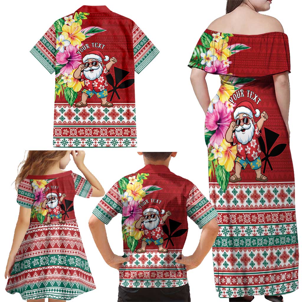Santa Surf Mele Kalikimaka Personalized Family Matching Off Shoulder Maxi Dress and Hawaiian Shirt Aloha Tropical Christmas Vibes LT9 - Polynesian Pride
