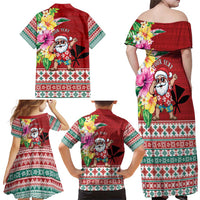 Santa Surf Mele Kalikimaka Personalized Family Matching Off Shoulder Maxi Dress and Hawaiian Shirt Aloha Tropical Christmas Vibes LT9 - Polynesian Pride