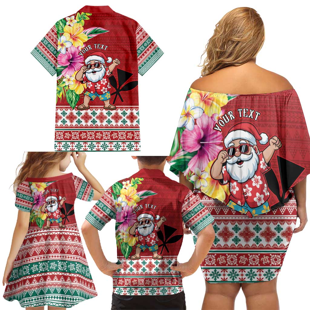 Santa Surf Mele Kalikimaka Personalized Family Matching Off Shoulder Short Dress and Hawaiian Shirt Aloha Tropical Christmas Vibes LT9 - Polynesian Pride