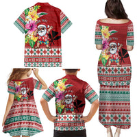 Santa Surf Mele Kalikimaka Personalized Family Matching Puletasi and Hawaiian Shirt Aloha Tropical Christmas Vibes LT9 - Polynesian Pride