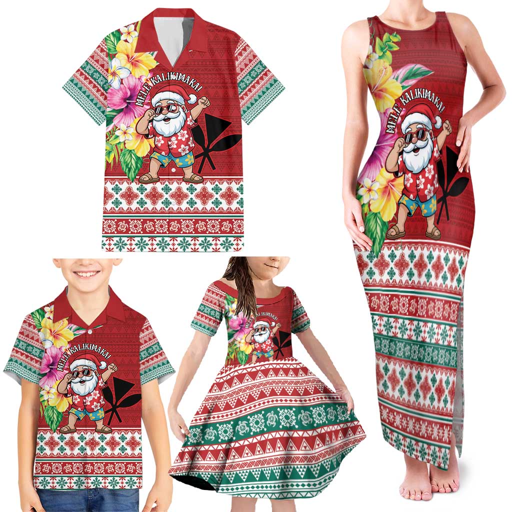 Santa Surf Mele Kalikimaka Personalized Family Matching Tank Maxi Dress and Hawaiian Shirt Aloha Tropical Christmas Vibes LT9 - Polynesian Pride
