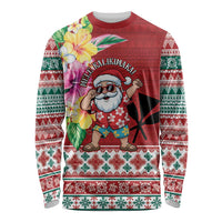 Santa Surf Mele Kalikimaka Personalized Long Sleeve Shirt Aloha Tropical Christmas Vibes LT9 Unisex Red - Polynesian Pride