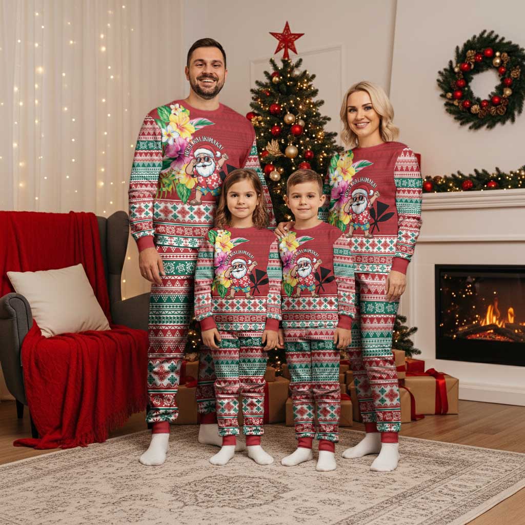 Santa Surf Mele Kalikimaka Personalized Christmas Pajama Set Aloha Tropical Christmas Vibes - Polynesian Pride