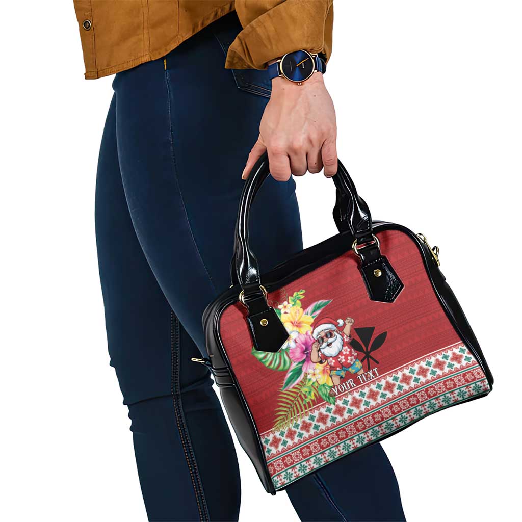 Santa Surf Mele Kalikimaka Personalized Shoulder Handbag Aloha Tropical Christmas Vibes - Polynesian Pride