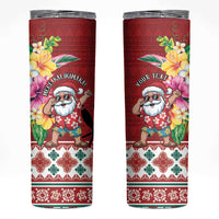 Santa Surf Mele Kalikimaka Personalized Skinny Tumbler Aloha Tropical Christmas Vibes LT9 Red - Polynesian Pride