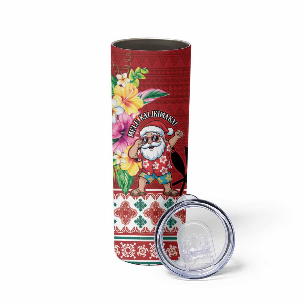 Santa Surf Mele Kalikimaka Personalized Skinny Tumbler Aloha Tropical Christmas Vibes LT9 - Polynesian Pride