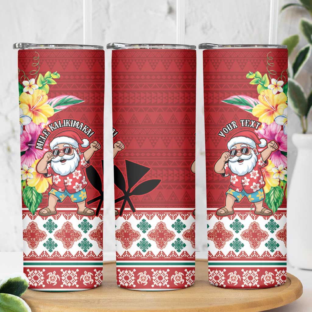 Santa Surf Mele Kalikimaka Personalized Skinny Tumbler Aloha Tropical Christmas Vibes LT9 - Polynesian Pride