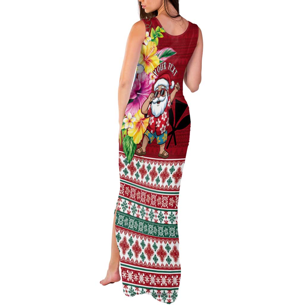 Santa Surf Mele Kalikimaka Personalized Tank Maxi Dress Aloha Tropical Christmas Vibes - Polynesian Pride