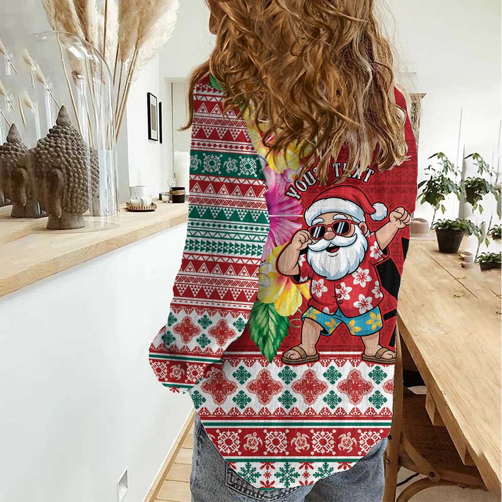 Santa Surf Mele Kalikimaka Personalized Women Casual Shirt Aloha Tropical Christmas Vibes LT9 - Polynesian Pride