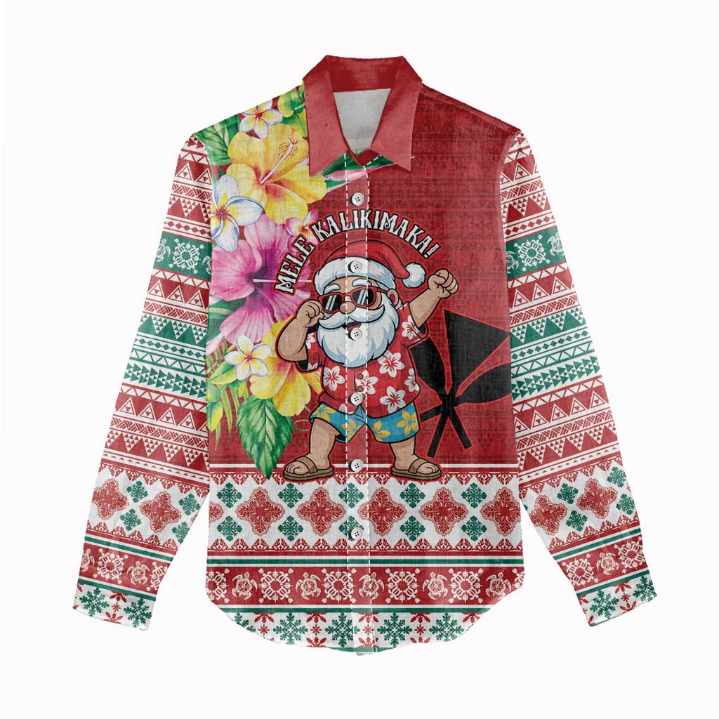 Santa Surf Mele Kalikimaka Personalized Women Casual Shirt Aloha Tropical Christmas Vibes LT9 - Polynesian Pride
